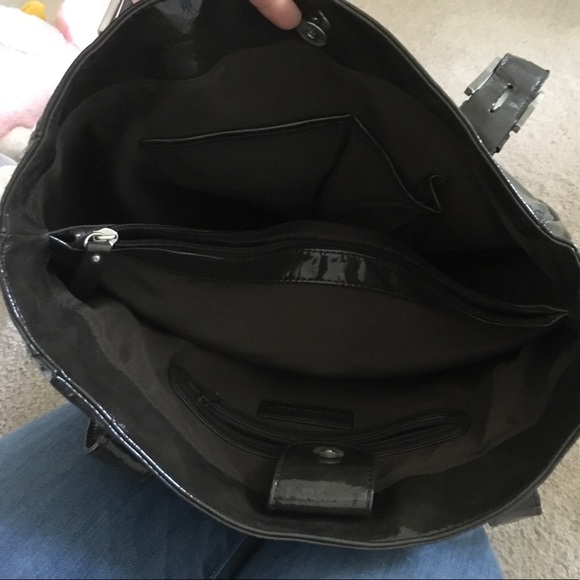 Dark grey faux patent leather tote - Picture 2 of 3